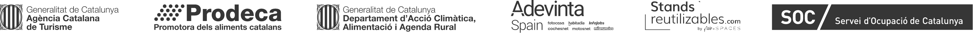 Agència Catalana de Turisme · Prodeca · Departament d’Acció Climàtica, Alimentació i Agenda Rural · Adevinta Spain · Stands reutilizables · SOC Servei d’Ocupació de Catalunya